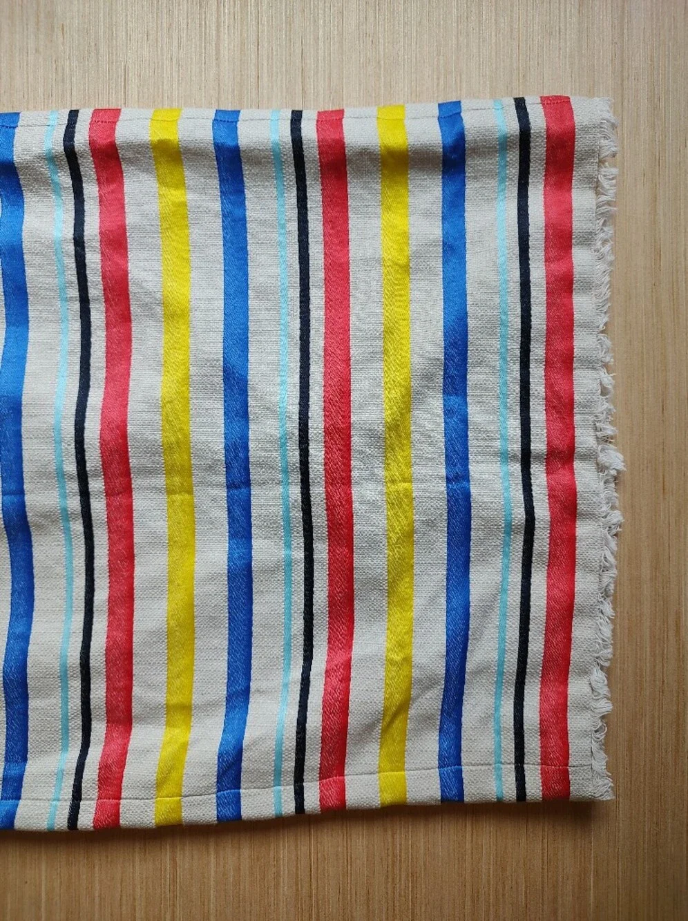 J Crew Striped Pencil Knee Skirt Fringe Red Yellow Blue Cream Lined 4 Back Slit